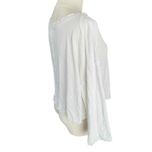 We The Free White Cotton Boat Neck Blouse Long Sleeves Ruffled Trim Medium - Picture 5 of 10
